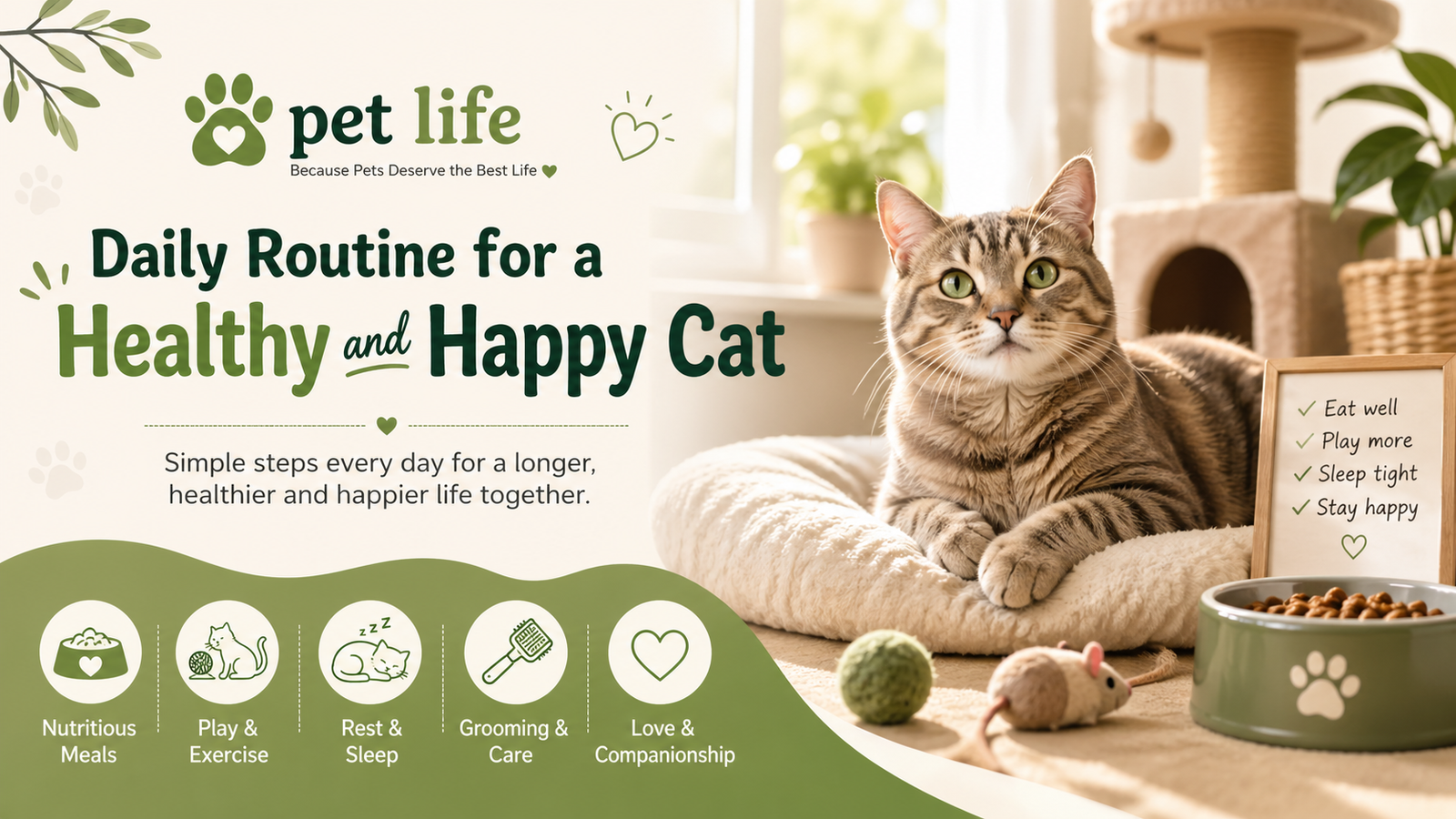 daily routine for a healthy and happy cat