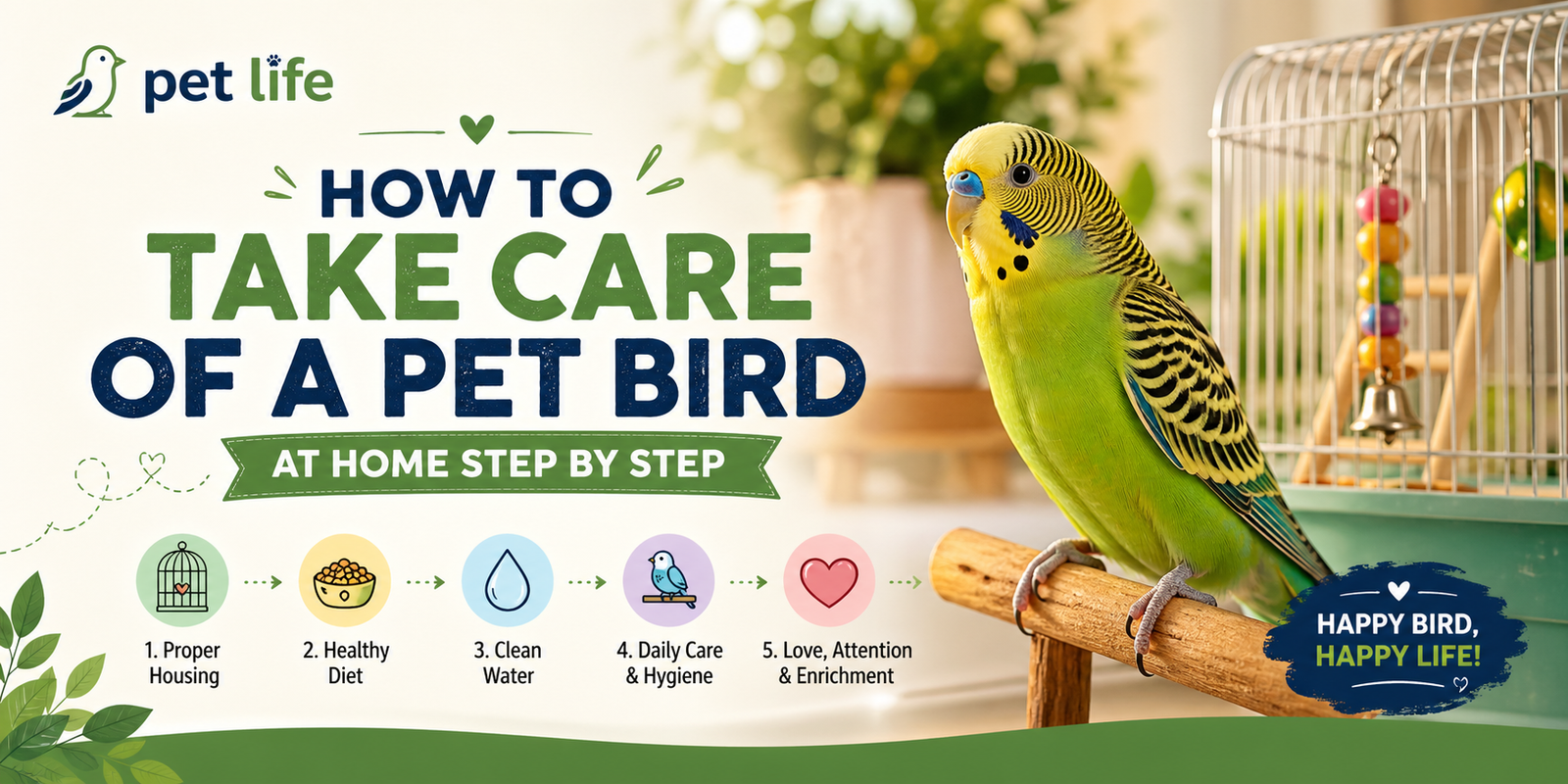 how to take care of a pet bird at home step by step
